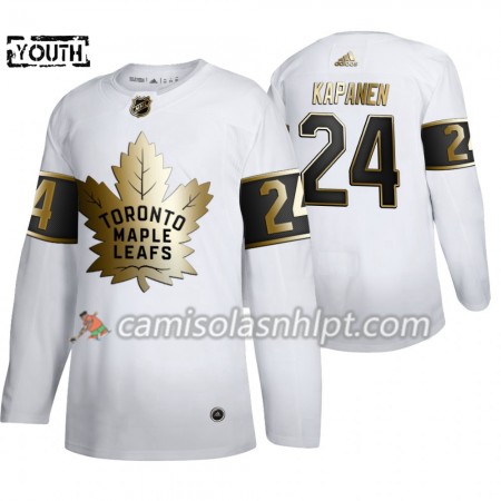 Camisola Toronto Maple Leafs Kasperi Kapanen 24 Adidas 2019-2020 Golden Edition Branco Authentic - Criança